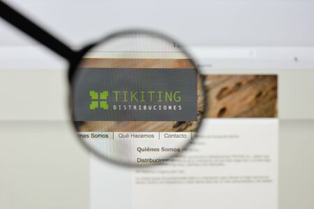 Milan, Italy - August 20, 2018: Tikiting Distribuciones website homepage. Tikiting Distribuciones logo visible.のeditorial素材