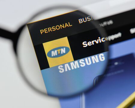 Milan, Italy - August 20, 2018: MTN website homepage. MTN logo visible.のeditorial素材