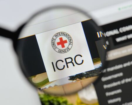 Milan, Italy - August 20, 2018: ICRC website homepage. ICRC logo visible.のeditorial素材