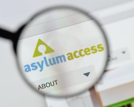 Milan, Italy - August 20, 2018: Asylum Access website homepage. Asylum Access logo visible.のeditorial素材