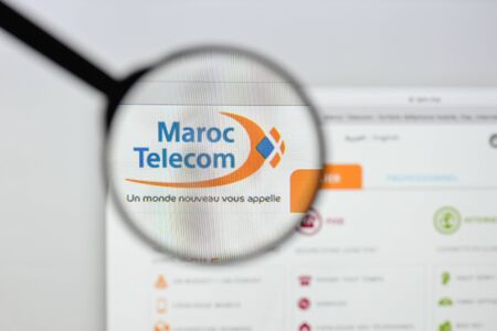Milan, Italy - August 20, 2018: Maroc Telecom website homepage. Maroc Telecom logo visible.のeditorial素材