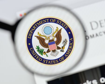 Milan, Italy - August 20, 2018: Department of State website homepage. Department of State logo visible.のeditorial素材