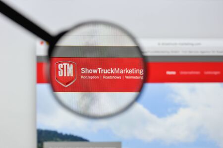 Milan, Italy - August 20, 2018: Show Truck Marketing website homepage. Show Truck Marketing logo visible.のeditorial素材