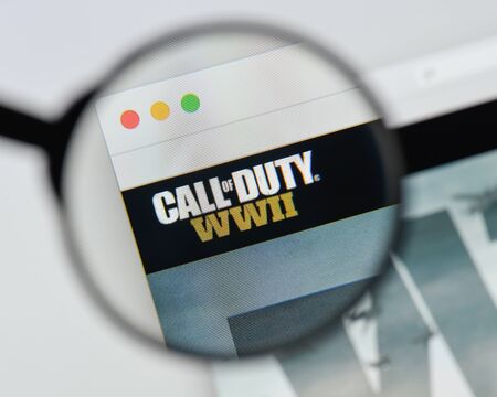 Milan, Italy - August 20, 2018: Call Of Duty WWII website homepage. Call Of Duty WWII logo visible.のeditorial素材