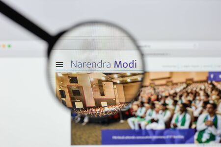 Milan, Italy - August 20, 2018: Modi website homepage. Modi logo visible.のeditorial素材