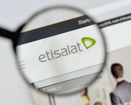 Milan, Italy - August 20, 2018: Etisalat website homepage. Etisalat logo visible.のeditorial素材