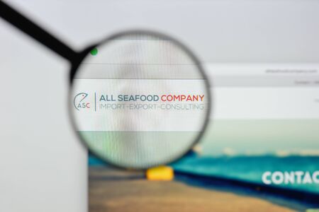 Milan, Italy - August 20, 2018: All Seafood Company website homepage. All Seafood Company logo visible.のeditorial素材