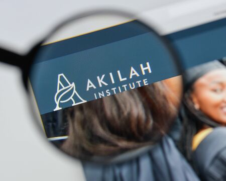 Milan, Italy - August 20, 2018: Akilah Institute for Women website homepage. Akilah Institute for Women logo visible.のeditorial素材