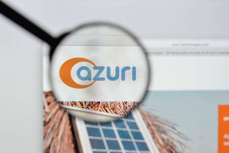 Milan, Italy - August 20, 2018: Azuri Technologies website homepage. Azuri Technologies logo visible.のeditorial素材