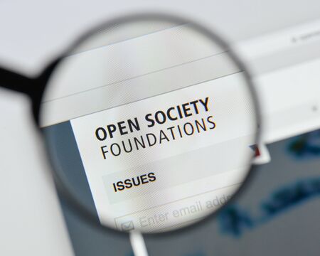 Milan, Italy - August 20, 2018: Open Society Foundations website homepage. Open Society Foundations logo visible.のeditorial素材
