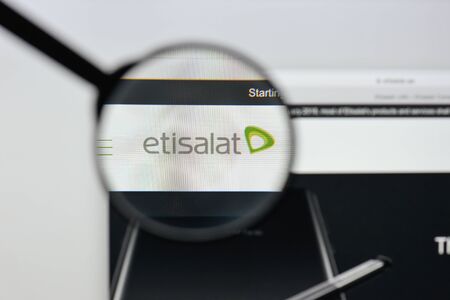 Milan, Italy - August 20, 2018: Etisalat website homepage. Etisalat logo visible.のeditorial素材