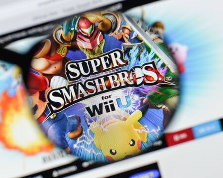 Milan, Italy - August 20, 2018: Super Smash Bros. For Wii U website homepage. Super Smash Bros. For Wii U logo visible.のeditorial素材