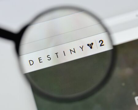 Milan, Italy - August 20, 2018: Destiny 2 website homepage. Destiny 2 logo visible.のeditorial素材