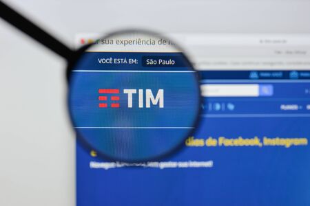 Milan, Italy - August 20, 2018: TIM BRASIL website homepage. TIM BRASIL logo visible.のeditorial素材