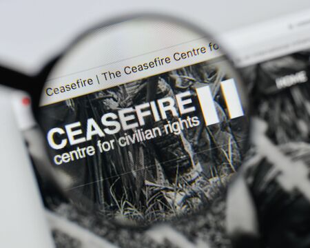 Milan, Italy - August 20, 2018: CeaseFire website homepage. CeaseFire logo visible.のeditorial素材