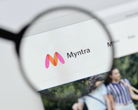 Milan, Italy - August 20, 2018: Myntra website homepage. Myntra logo visible.のeditorial素材
