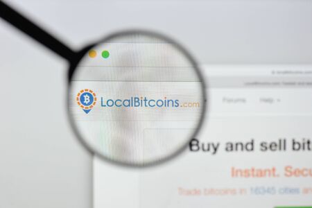 Milan, Italy - August 20, 2018: Localbitcoins website homepage. Localbitcoins logo visible.のeditorial素材