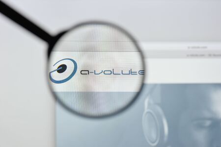 Milan, Italy - August 20, 2018: A-Volute website homepage. A-Volute logo visible.のeditorial素材