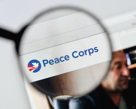 Milan, Italy - August 20, 2018: Peace Corps website homepage. Peace Corps logo visible.のeditorial素材