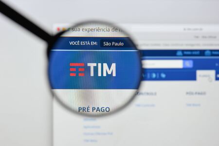 Milan, Italy - August 20, 2018: TIM BRASIL website homepage. TIM BRASIL logo visible.のeditorial素材