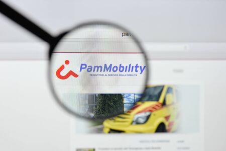 Milan, Italy - August 20, 2018: Pam Mobility website homepage. Pam Mobility logo visible.のeditorial素材