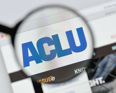 Milan, Italy - August 20, 2018: ACLU website homepage. ACLU logo visible.のeditorial素材
