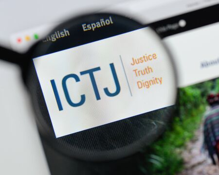 Milan, Italy - August 20, 2018: International Centre for Transitional Justice website homepage. International Centre for Transitional Justice logo visible.のeditorial素材
