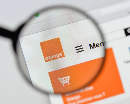 Milan, Italy - August 20, 2018: Orange website homepage. Orange logo visible.のeditorial素材