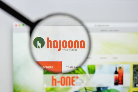Milan, Italy - August 20, 2018: hajoona website homepage. hajoona logo visible.のeditorial素材