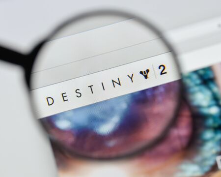 Milan, Italy - August 20, 2018: Destiny 2 website homepage. Destiny 2 logo visible.のeditorial素材