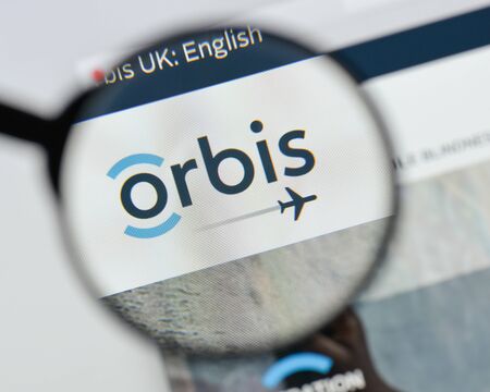 Milan, Italy - August 20, 2018: orbis international website homepage. orbis international logo visible.のeditorial素材