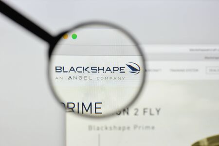 Milan, Italy - August 20, 2018: BLACKSHAPE AIRCRAFT website homepage. BLACKSHAPE AIRCRAFT logo visible.のeditorial素材