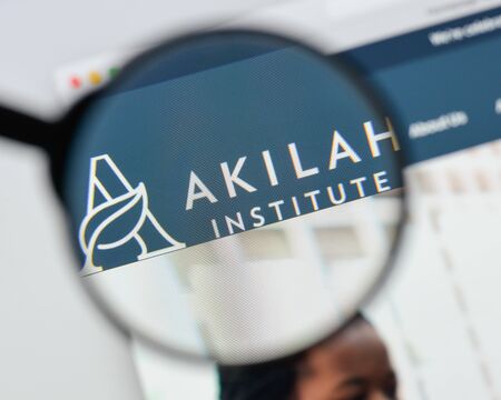 Milan, Italy - August 20, 2018: Akilah Institute for Women website homepage. Akilah Institute for Women logo visible.のeditorial素材