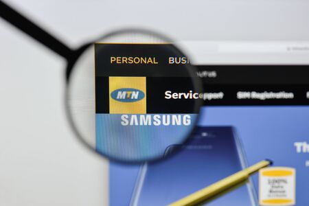 Milan, Italy - August 20, 2018: MTN website homepage. MTN logo visible.のeditorial素材