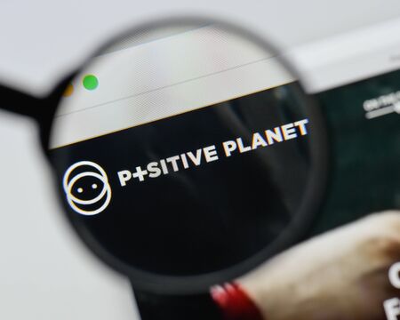 Milan, Italy - August 20, 2018: Planet Positive website homepage. Planet Positive logo visible.のeditorial素材