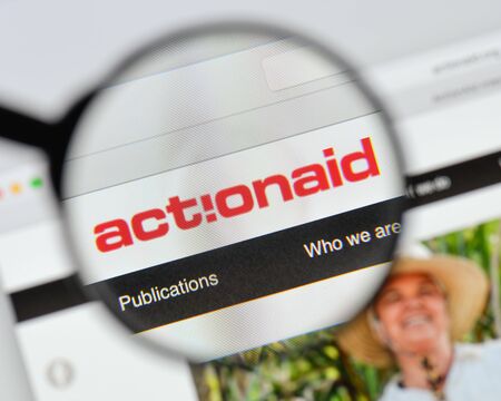 Milan, Italy - August 20, 2018: ActionAid website homepage. ActionAid logo visible.のeditorial素材