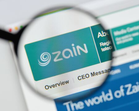 Milan, Italy - August 20, 2018: Zain Group website homepage. Zain Group logo visible.のeditorial素材