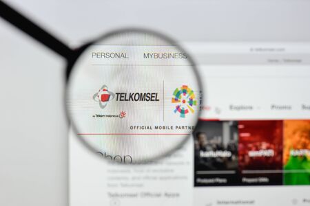 Milan, Italy - August 20, 2018: Telkomsel website homepage. Telkomsel logo visible.のeditorial素材