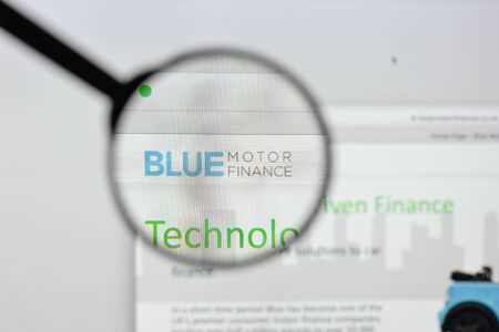 Milan, Italy - August 20, 2018: Blue Motor Finance website homepage. Blue Motor Finance logo visible.のeditorial素材