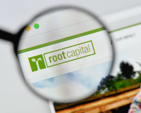 Milan, Italy - August 20, 2018: Root Capital website homepage. Root Capital logo visible.のeditorial素材
