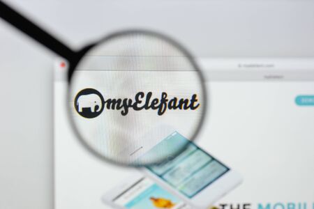 Milan, Italy - August 20, 2018: myElefant website homepage. myElefant logo visible.のeditorial素材