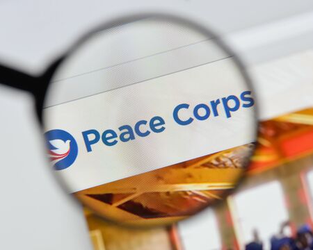 Milan, Italy - August 20, 2018: Peace Corps website homepage. Peace Corps logo visible.のeditorial素材