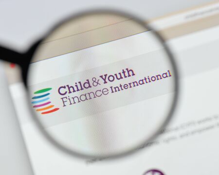 Milan, Italy - August 20, 2018: Child & Youth Finance International website homepage. Child & Youth Finance International logo visible.のeditorial素材