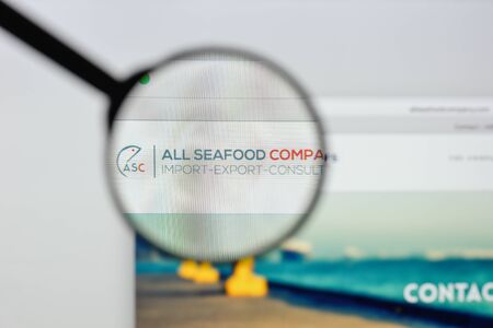 Milan, Italy - August 20, 2018: All Seafood Company website homepage. All Seafood Company logo visible.のeditorial素材