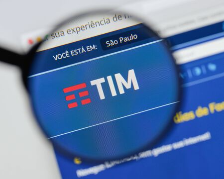 Milan, Italy - August 20, 2018: TIM BRASIL website homepage. TIM BRASIL logo visible.のeditorial素材