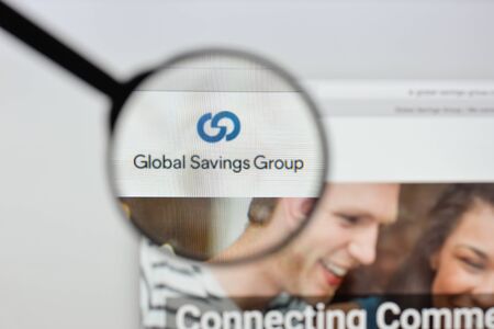 Milan, Italy - August 20, 2018: Global Savings Group website homepage. Global Savings Group logo visible.のeditorial素材