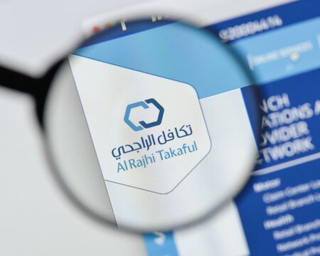 Milan, Italy - August 20, 2018: Al Rajhi Takaful website homepage. Al Rajhi Takaful logo visible.のeditorial素材