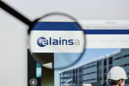 Milan, Italy - August 20, 2018: Alainsa website homepage. Alainsa logo visible.のeditorial素材