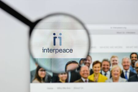 Milan, Italy - August 20, 2018: Interpeace website homepage. Interpeace logo visible.のeditorial素材
