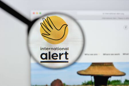 Milan, Italy - August 20, 2018: International Alert website homepage. International Alert logo visible.のeditorial素材